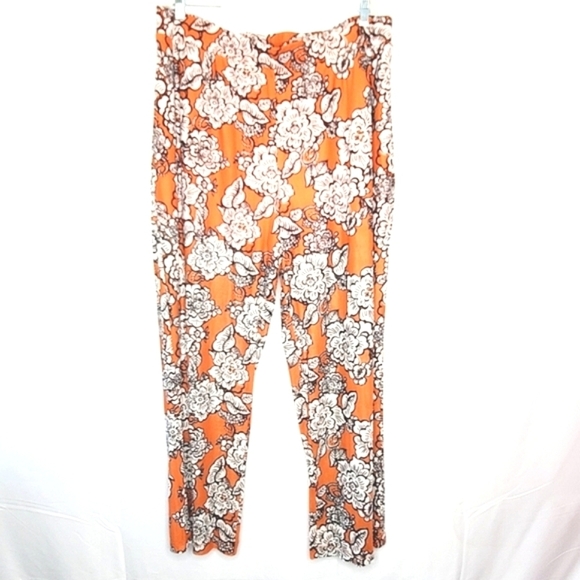Nina Parker Wide Leg Floral Pants Size 3X Pockets Stretch Pull-on Hi-Rise - Picture 1 of 13